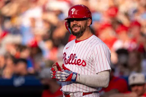 ▲費城人重砲史瓦伯（Kyle Schwarber）全壘打數超越大谷，在這次榜單名列首位。（圖／美聯社／達志影像）