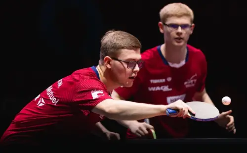 「勒布朗兄弟檔」現行排名高居世界第一,卻在4強賽踢到鐵板,被台灣組合林昀儒、高承睿以3:1擊敗。(圖/取自ITTF) ▲「勒布朗兄弟檔」現行排名高居世界第一,卻在4強賽踢到鐵板,被台灣組合林昀儒、高承睿以3:1擊敗。(圖/取自ITTF)