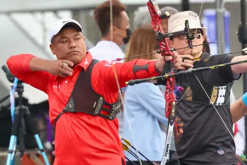 ▲41歲的射箭名將郭振維，以612分的表現領先，獲世壯運資格賽第一。（圖／世壯運執委會提供）