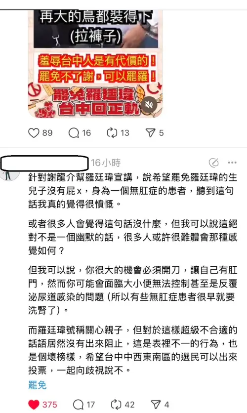 謝龍介扯「P眼說」是長輩語言 罕病患者哭:你懂無肛症的苦嗎 ▲無肛症患者指控謝龍介的「長輩語言」令人憤慨。(圖/「敲羅行動」提供,2025.05.26)