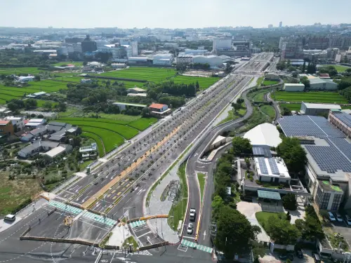 市政路延伸第1標完工通車 打造台中經濟新動脈 ▲市政路延伸通車後,將有效紓解工業區一路通往台灣大道,朝馬路及周邊路段的車流(圖/市政府提供2025.5.26)