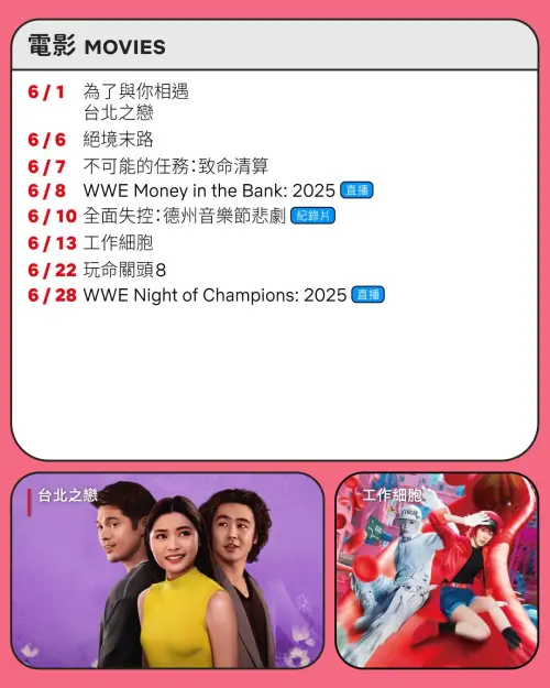 ▲Netflix今年6月新上架電影一覽。（圖／Netflix Taiwan Threads）
