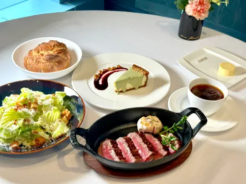 教父牛排進駐台北漢來大飯店!獨賣Newport美牛 商業午餐1480元 ▲「教父牛排漢來店」商業午餐「三道式牛排套餐」1480元起。(圖/記者蕭涵云攝)