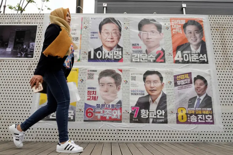 ▲ 韓國總統大選6月3日登場，本次韓國旅外選民投票率創下新高，逼近8成。（圖／美聯社／達志影像）