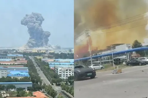 中國山東化工廠大爆炸!濃煙竄天際景象震撼 中官方遲不公布傷亡