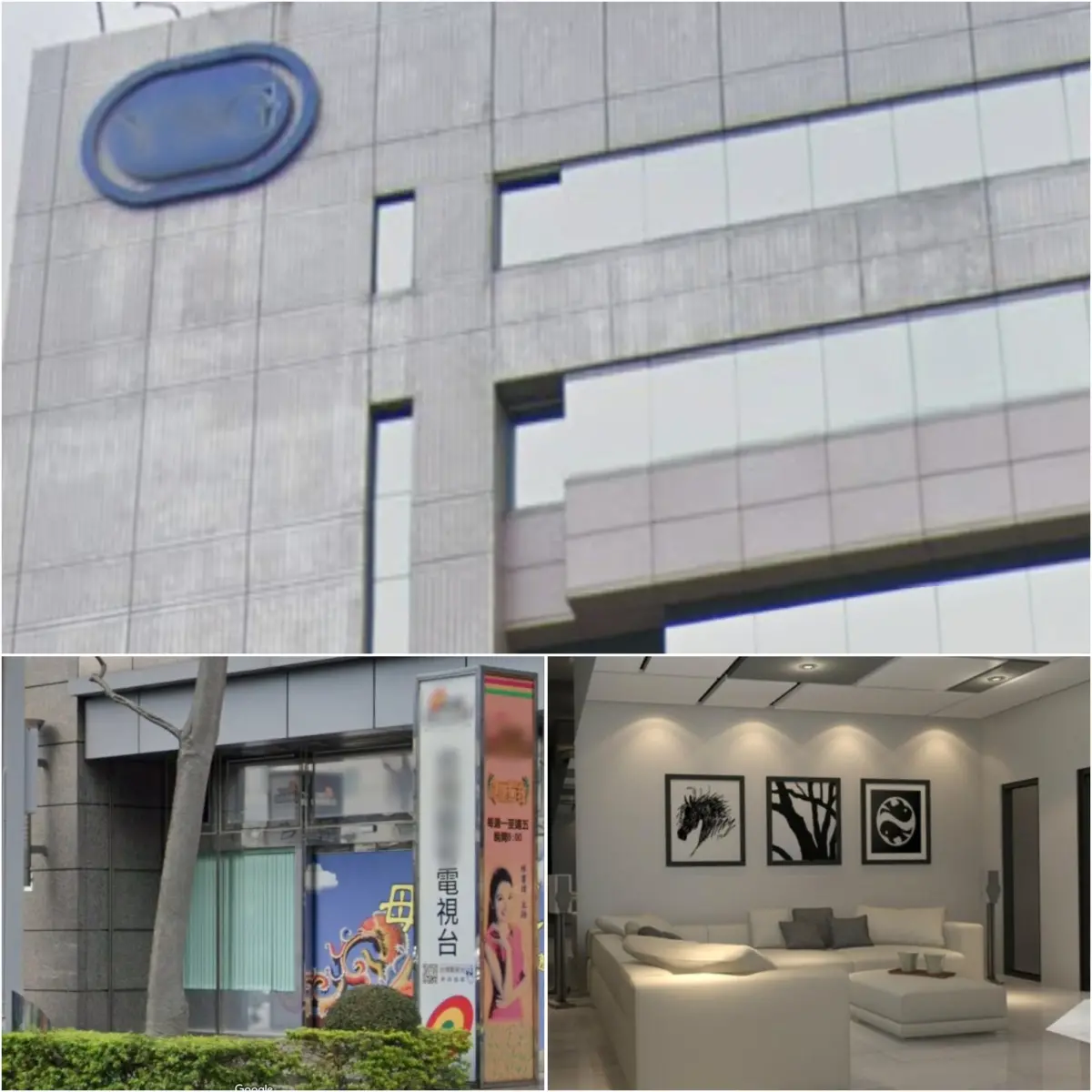 ▲年薪306萬銀行女副總的先生，接手公公的紡織成衣事業（上），拓展到媒體業（左下）及建築業（右下）。（圖／翻攝自Google Maps、X）