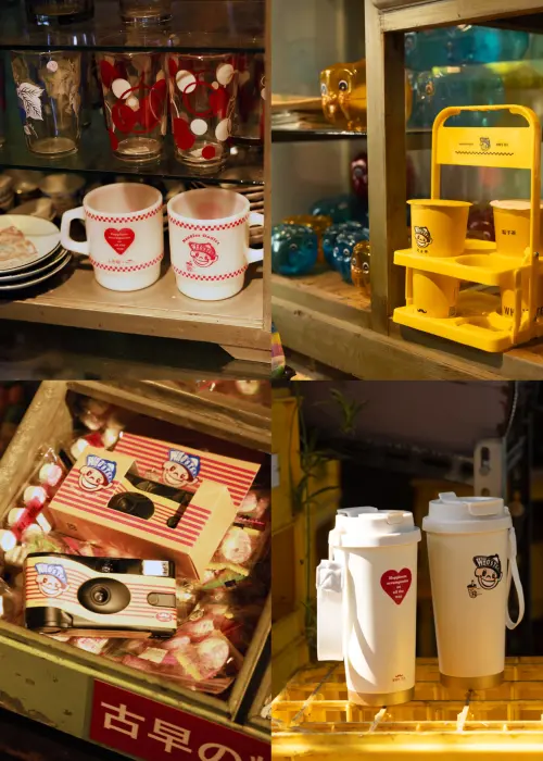 童年回憶來了!鬍子茶x王子麵聯名周邊開搶 一沐日推九層塔奶蓋 ▲鬍子茶x王子麵大推7款充滿童年回憶的實用周邊,牛奶杯、四杯裝飲料提架、一次性即可拍、環保保溫杯必收。(圖/鬍子茶提供)