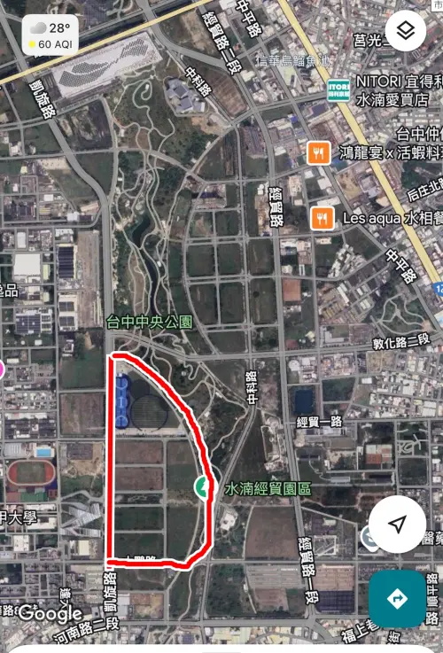 ▲台中大巨蛋落腳水湳經貿園區「創研一」用地,範圍為凱旋路跟大鵬路旁的「帆船型」空地。(圖/御國地政士聯合事務所長廖國甫臉書) ▲台中大巨蛋落腳水湳經貿園區「創研一」用地,範圍為凱旋路跟大鵬路旁的「帆船型」空地。(圖/御國地政士聯合事務所長廖國甫臉書)