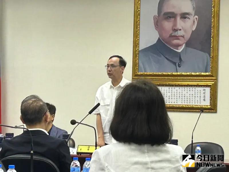 ▲國民黨主席朱立倫說，陳其邁怎麼不改名。（圖／記者林怡昕攝，2025.05.28）