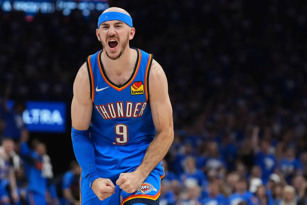 ▲雷霆「禿曼巴」Alex Caruso談到G4仍信心十足。（圖／美聯社／達志影像）