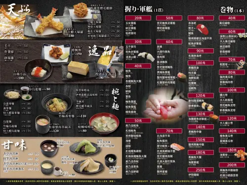 ▲南港LaLaport「承知助by合點壽司」127道菜單一圖看懂。（圖／合點壽司提供）