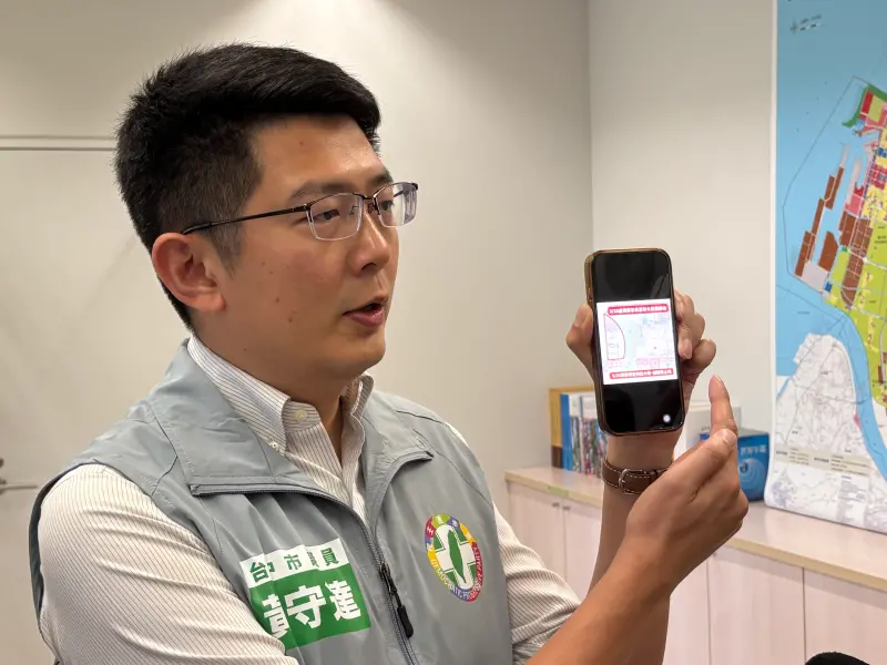 ▲台中市議員黃守達質疑,盧秀燕選在市府標售精華區土地前公布大巨蛋位址,動機不單純。(圖/記者顏幸如攝,2025.05.29)