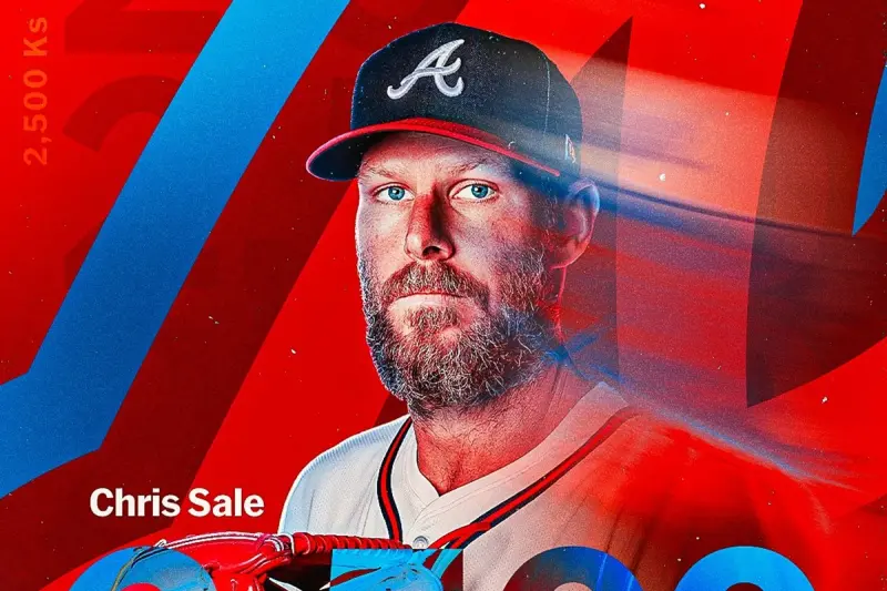 ▲美國職業棒球大聯盟（Major League Baseball）亞特蘭大勇士先發左投「拍賣哥」Chris Sale在5月29日對費城費城人之戰中再創個人里程碑，六局下兩出局時三振Eduardo Sosa，生涯奪三振數達到2500次，成為大聯盟史上最快達成此成就的投手。（圖／美聯社／達志影像）