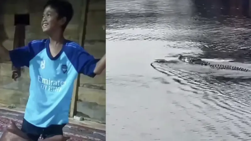 ▲印尼一名13歲男童到河裡撿球，不幸遭鱷魚襲擊身亡。（圖／翻攝自Dailymail）