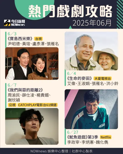 ▲6月追劇攻略。（圖／NOWnews娛樂中心整理、社群中心製表）