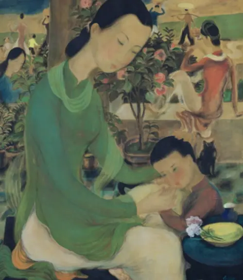 黎譜,家庭生活 ▲越南藝術家黎譜的知名畫作《家庭生活》。(圖/翻攝自tuoitre)