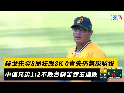 中職／羅戈超悲情！先發8局狂飆8K 0責失仍無緣勝投　中信兄弟1:2不敵台鋼苦吞五連敗｜NOWnews