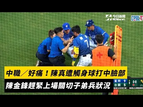 中職／好痛！陳真遭觸身球打中臉部　陳金鋒趕緊上場關切子弟兵狀況｜NOWnews