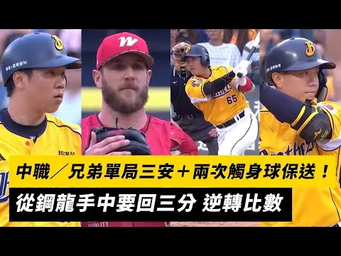 中職／兄弟單局三安＋兩次觸身球保送！從鋼龍手中要回三分 逆轉比數｜NOWnews