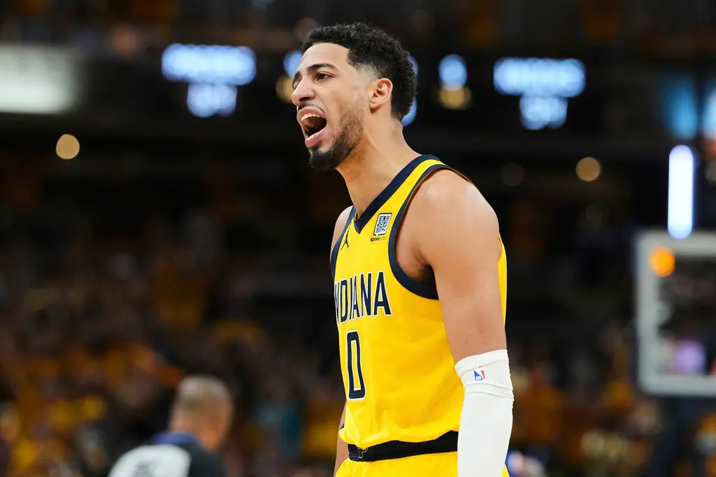 ▲根據NBA官網數據顯示，Tyrese Haliburton本季例行賽與季後賽最後90秒內追平或反超球，出手13投12中，命中率高達92.3%，獨居聯盟龍頭。（圖／美聯社／達志影像）