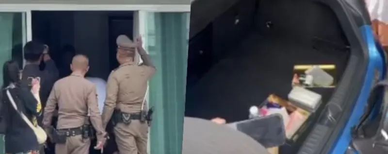 ▲中國人在泰國犯罪猖獗涉毒嚴重，同胞槍擊糾紛，警方到場在車內查獲K他命冰毒搖頭丸。（圖／翻攝自ch3plus）