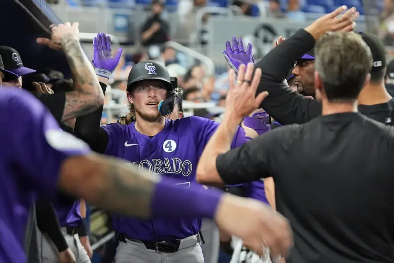 ▲科羅拉多落磯本季戰績慘澹，每一場勝利都彌足珍貴。不過在美國時間今（3）日晚間6：4擊敗邁阿密馬林魚後，中止近期的8連敗。若他們能在本系列賽再贏一場，將有機會自去年9月以來首次贏得系列賽。（圖／美聯社／達志影像）