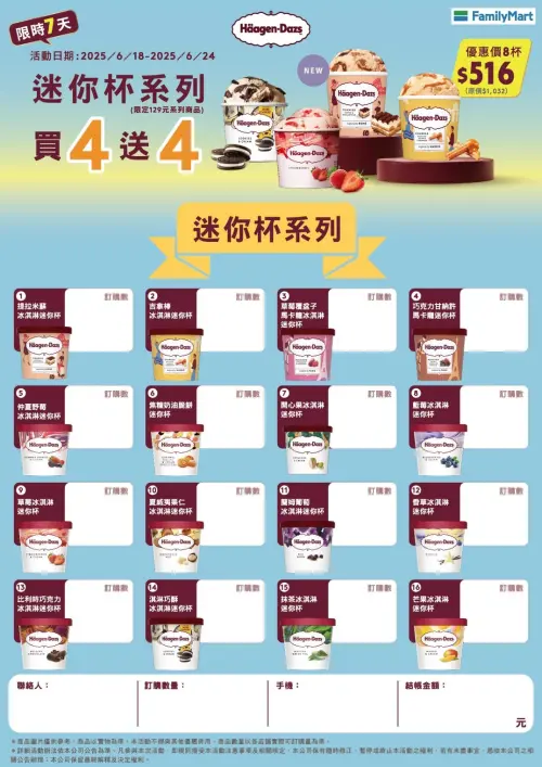 ▲全家618購物節哈根達斯買4送4。（圖／全家提供）