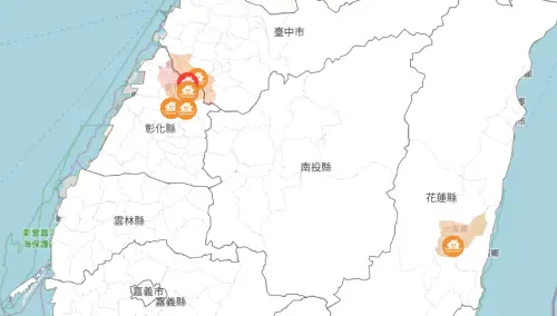 ▲水利署發布淹水警戒範圍。 ▲水利署發布淹水警戒範圍。