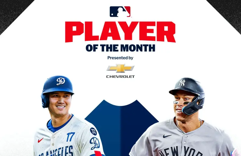 ▲表現火熱的道奇球星大谷翔平與洋基重砲Aaron Judge分別獲選為國聯及美聯5月最有價值球員（MVP）。（圖／取自MLB X）