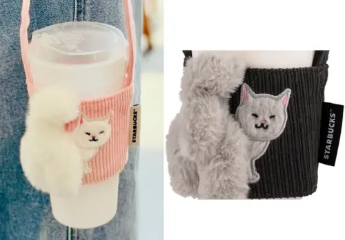 ▲星巴克「灰貓尾巴便利單杯提袋、粉貓咪尾巴便利單杯提袋」也回歸今開搶。（圖／星巴克提供）