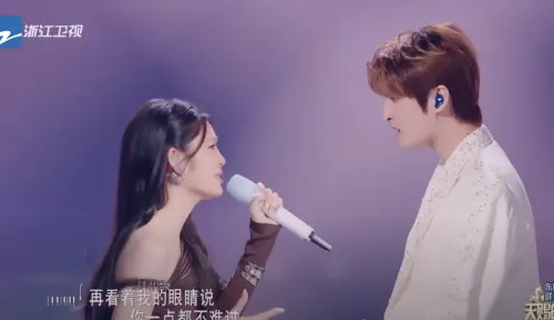 ▲張遠（右）和姚曉棠的演唱太動人，〈看著我的眼睛說〉也被封為EMO神曲。（圖／翻攝自YouTube 浙江衛視）