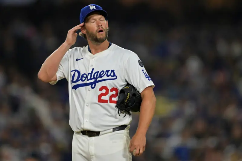 ▲柯蕭本季達成3000K里程碑，曾因季後賽失常被譏為「軟手王」，與明星左投David Price共享「美普國科」臭名，直到2020年助道奇奪冠，才成功洗刷多年罵名。（圖／美聯社／達志影像）