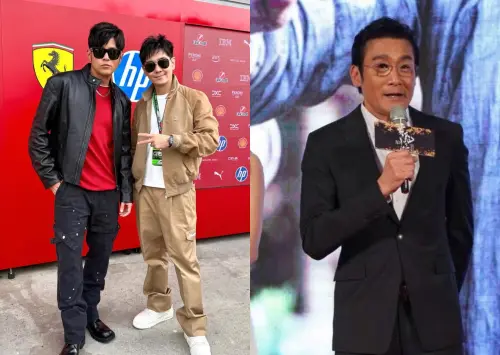 ▲周杰倫（左）3月到上海出席F1活動與林志穎（中）合照，網友認為與現在的模樣，簡直是兩個樣子，也有人認為周杰倫現在的模樣有點像香港演員梁家輝（右）。（圖／取自於IG及臉書）