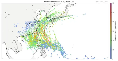 ▲下週有2個系統在南海、菲律賓一帶發展，不排除有颱風生成，路徑影響台灣。（圖／「台灣颱風論壇｜天氣特急」臉書）