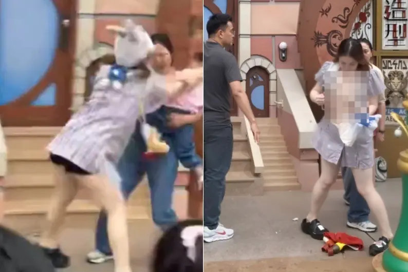 上海迪士尼打架！短裙女毆女童卻「胸部大走光」　警方揭後續