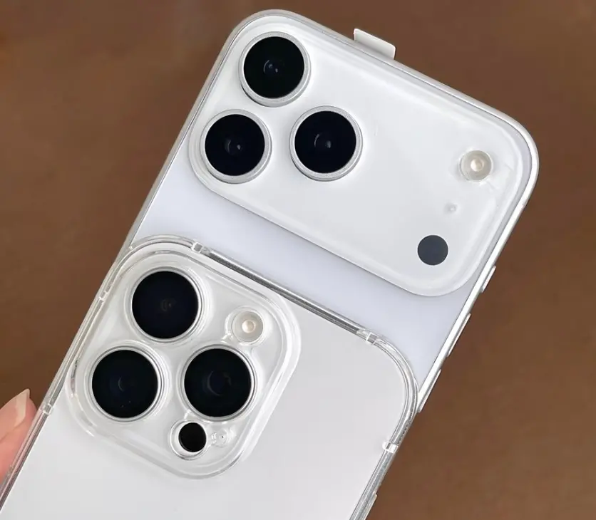 ▲國外有爆料神人流傳出iPhone 17 Pro Max 模型機(上)，相較於上一代iPhone 16 Pro Max（下），最明顯的變化就是相機模組的比例變大許多，辨識度十足。（圖／翻攝Ｘ）