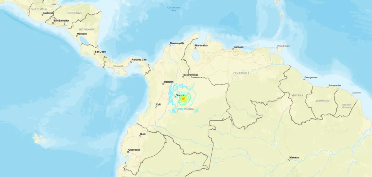 ▲哥倫比亞當地時間8日上午8時發生規模6.3地震。（圖／翻攝自USGS）