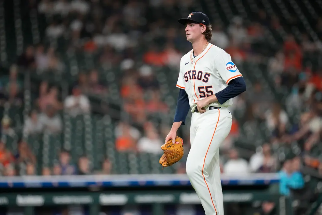 ▲MLB休士頓太空人今（9）日宣布將陣中牛棚投手Forrest Whitley指定讓渡（DFA）Whitley曾是備受期望的大物新秀，也曾多次入選MLB百大新秀，但因傷困擾始終未能兌現天賦。（圖／美聯社／達志影像）