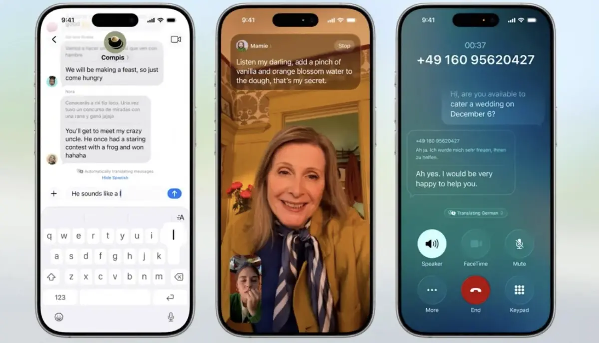 ▲WWDC2025登場，Apple Intelligence支援即時翻譯功能，繁中版預計今年年底上線。（圖／翻攝影片）