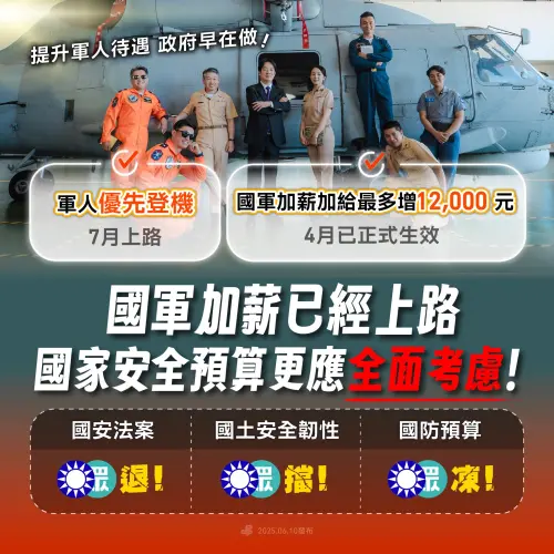 國軍加薪三讀最高加3萬！民進黨批藍白漫天喊價、政治操作
