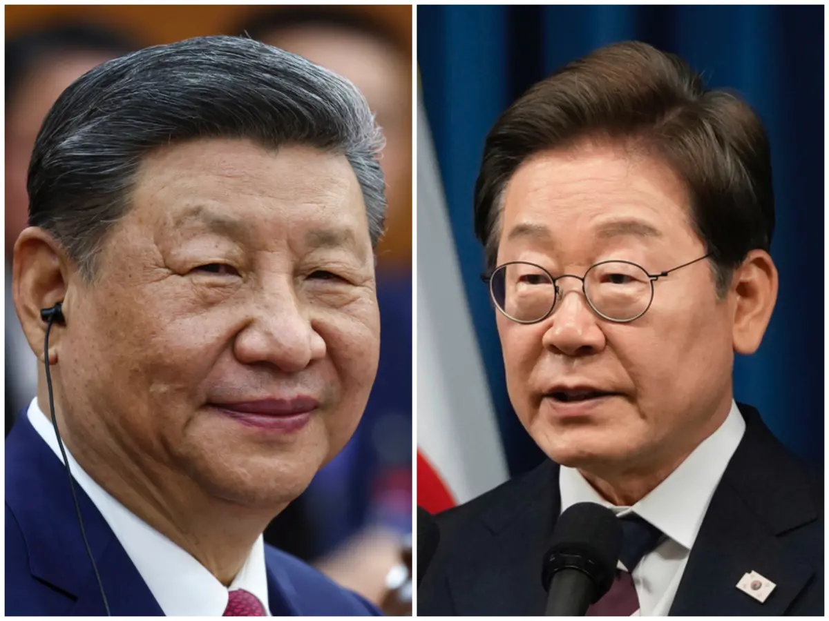 ▲韓國總統李在明（左）、中國國家主席習近平（右）。（合成圖／美聯社／達志影像）