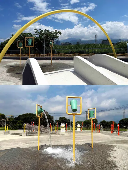 ▲可愛「百齡左岸水上小蟹公園戲水區」也開放。（圖／台北市水利處）
