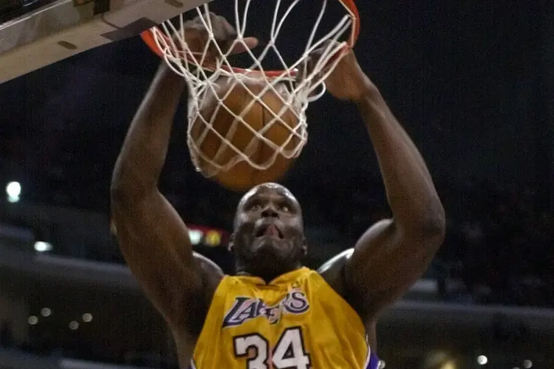 ▲洛杉磯湖人傳奇中鋒霸主歐尼爾（Shaquille O’Neal）曾在2000年總冠軍賽，單場40分24籃板，還外帶誇張的39次罰球。（圖／美聯社／達志影像）