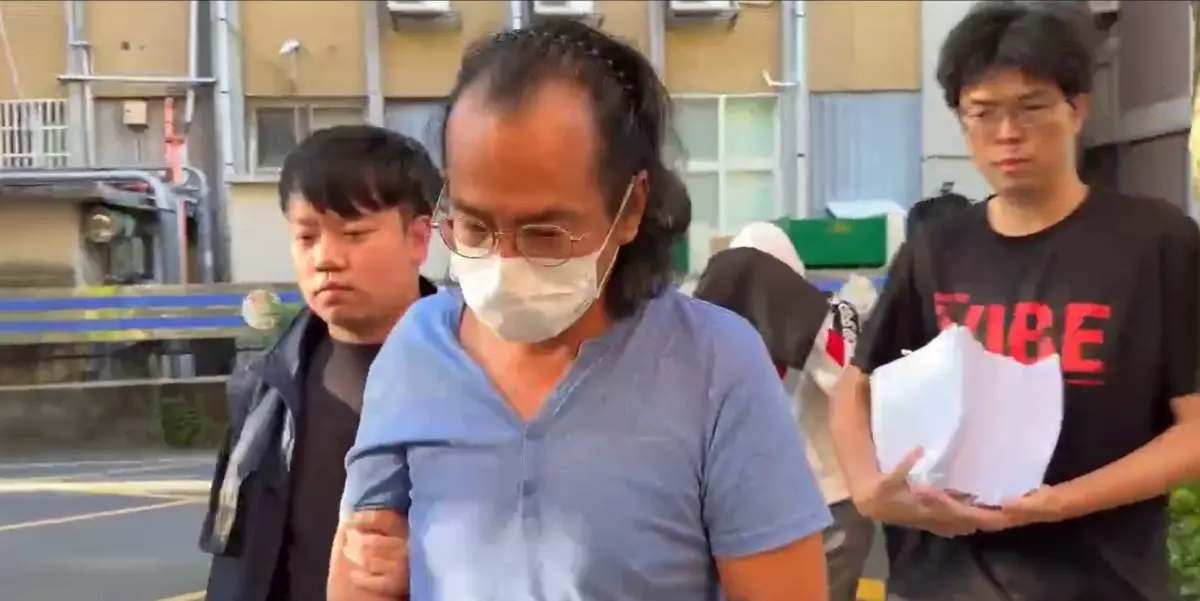 ▲女演員劉香君的丈夫李能謙（中）涉嫌詐欺遭移送台北地檢署複訊。（圖／翻攝畫面）