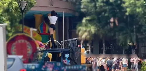 傻眼國中畢典！台中熱褲辣妹校門口跳鋼管舞　竟是超狂爸媽找來的
