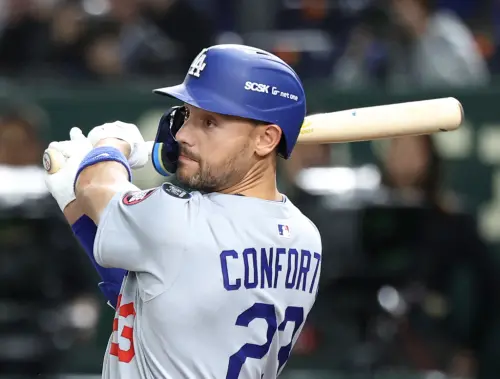 ▲道奇外野手Michael Conforto在5局上的陽春砲扳平比數，是本場比賽的轉捩點之一。儘管轟出全壘打，但賽後受訪時，Conforto更讚賞了隊友們的關鍵表現，展現出屬於道奇的團隊精神。（圖／美聯社／達志影像）