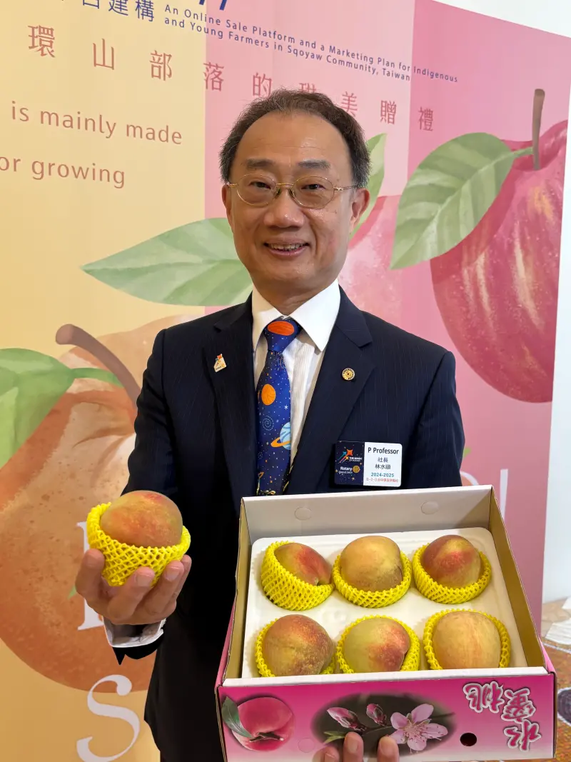 ▲台中東友扶輪社推動環山部落農產品行銷平台上線，即日起開放水蜜桃預購。（圖／記者金武鳳攝，2025.6.11)