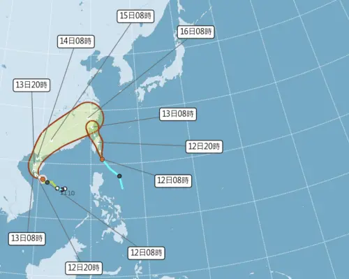 蝴蝶颱風路徑前往中國,台灣則是受到的菲律賓東方北上的熱帶性低氣壓影響,會有明顯雨勢。(圖/中央氣象署) ▲蝴蝶颱風路徑前往中國,台灣則是受到的菲律賓東方北上的熱帶性低氣壓影響,會有明顯雨勢。(圖/中央氣象署)