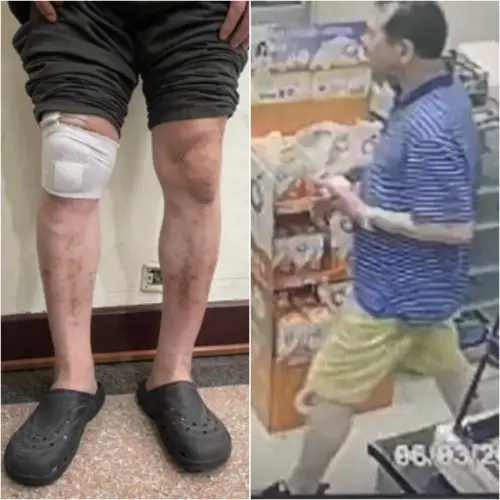 ▲曾姓鎖匠（左）因罹患糖尿病雙腿皮膚病變，從不穿短褲出門；監視畫面中的嫌犯穿短褲去超商，雙腿皮膚正常。（圖／翻攝法學資料檢索系統）