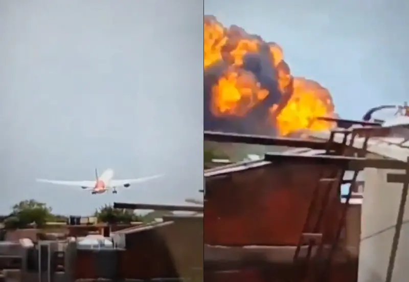 印度客機墜毀「爆炸瞬間」曝光！才喊MAYDAY就失事　火光沖天